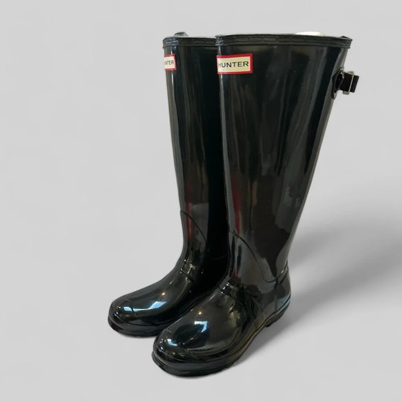 Hunter Original Tall Black Gloss Boots Women’s 8 - Picture 3 of 9